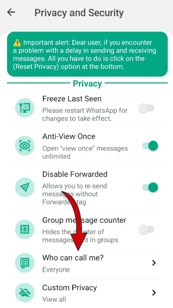 whatsapp plus Control de quién puede llamarte