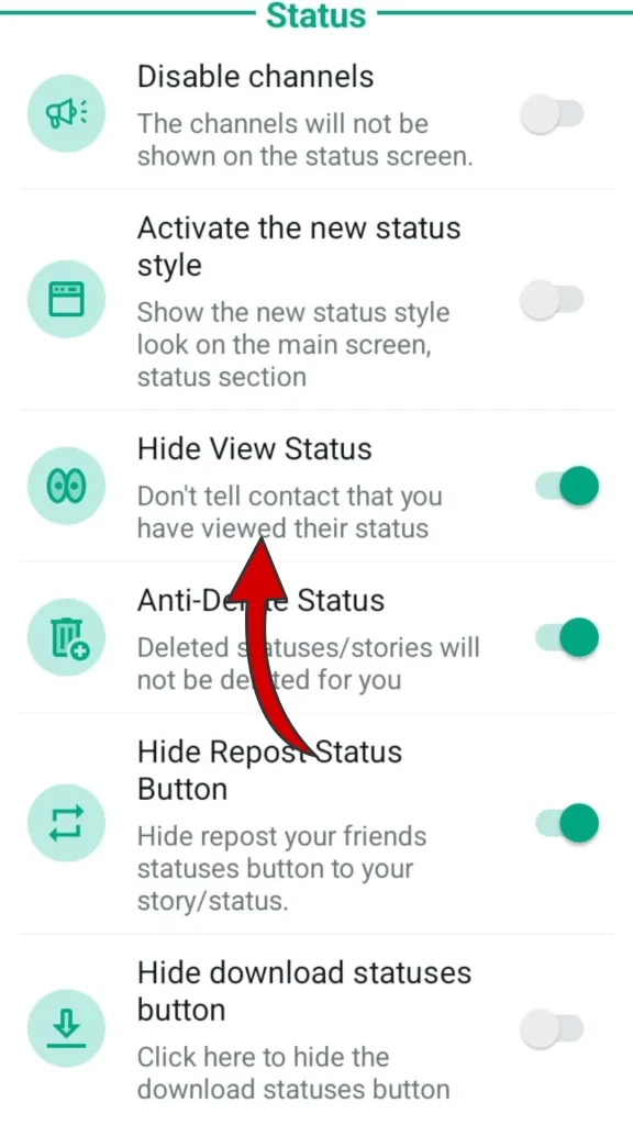 whatsapp plus Ocultar vista de estados