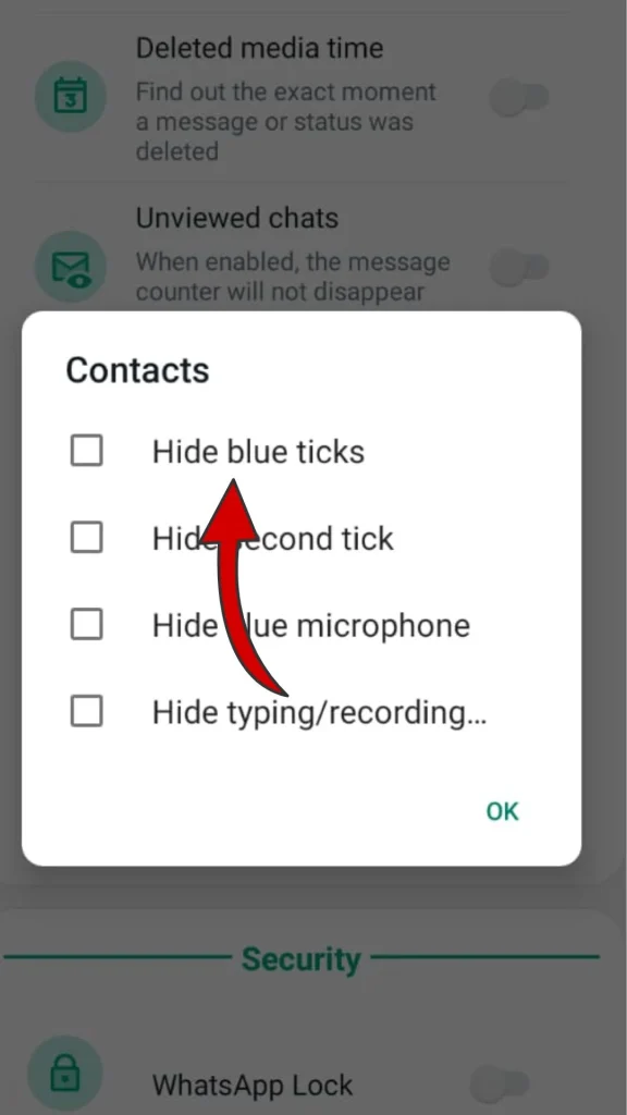 whatsapp plus Oficial Ocultar confirmaciones de lectura